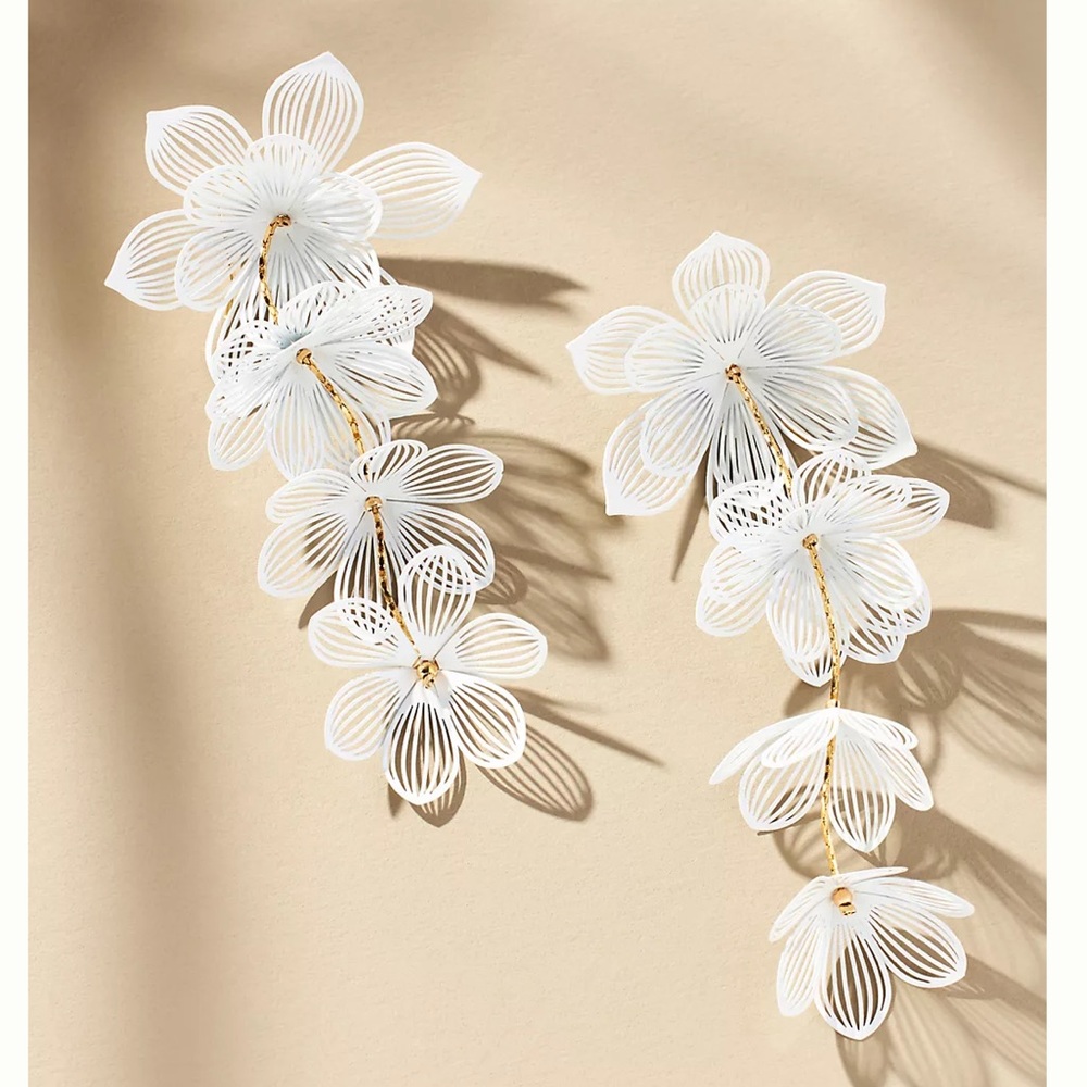 Anthropologie Sunset Painted Floral Drop Earrings